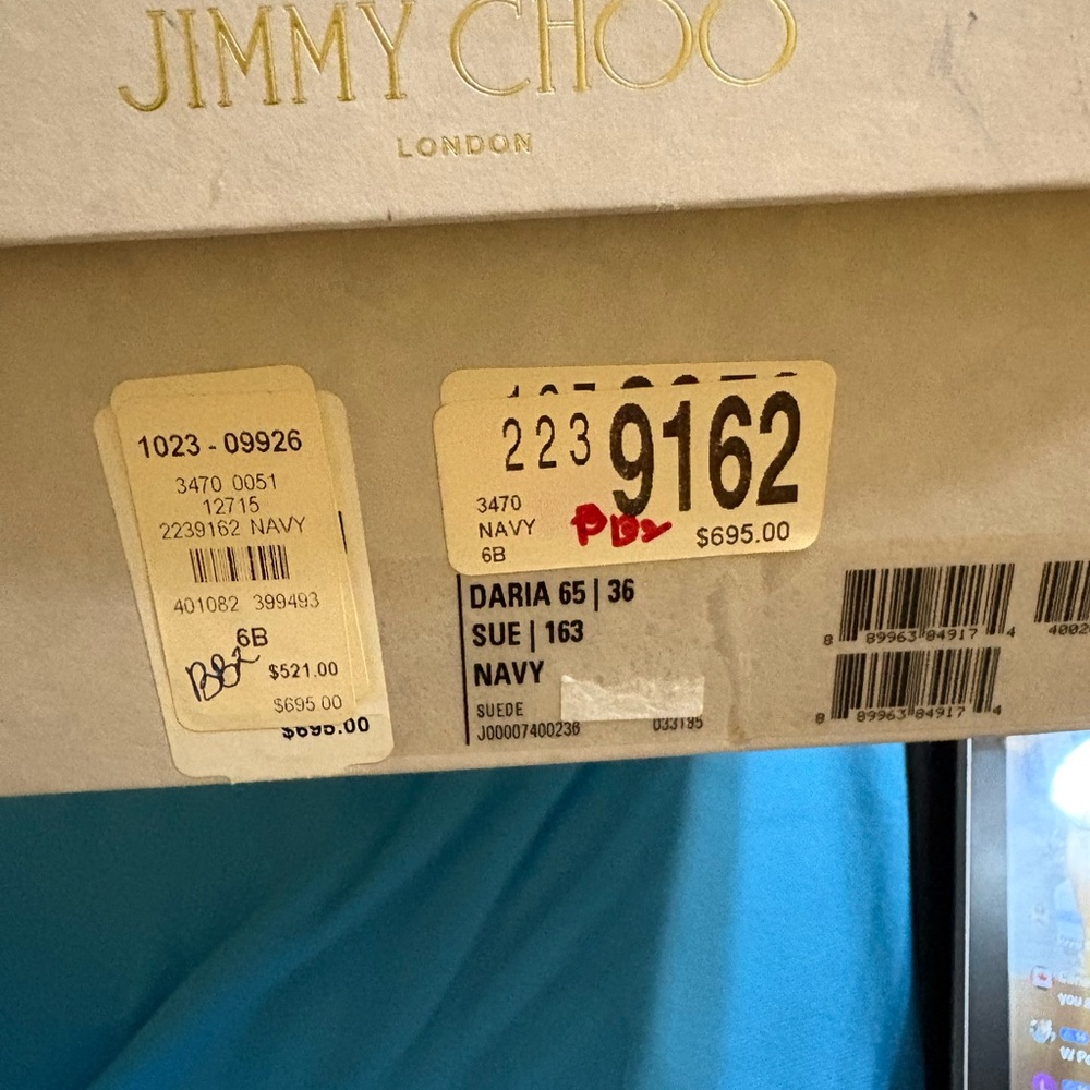 Jimmy Choo Dark Blue T-Strap Heels - Picture 7 of 15